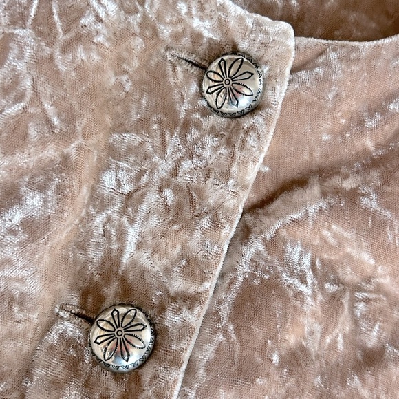 BMW DESIGNS Vintage Western Cropped Button Crushed Velvet Jacket Champagne Sz M - Picture 9 of 13